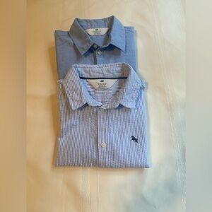 H&M Kids Light Blue and Blue Striped Button Down Shirts
